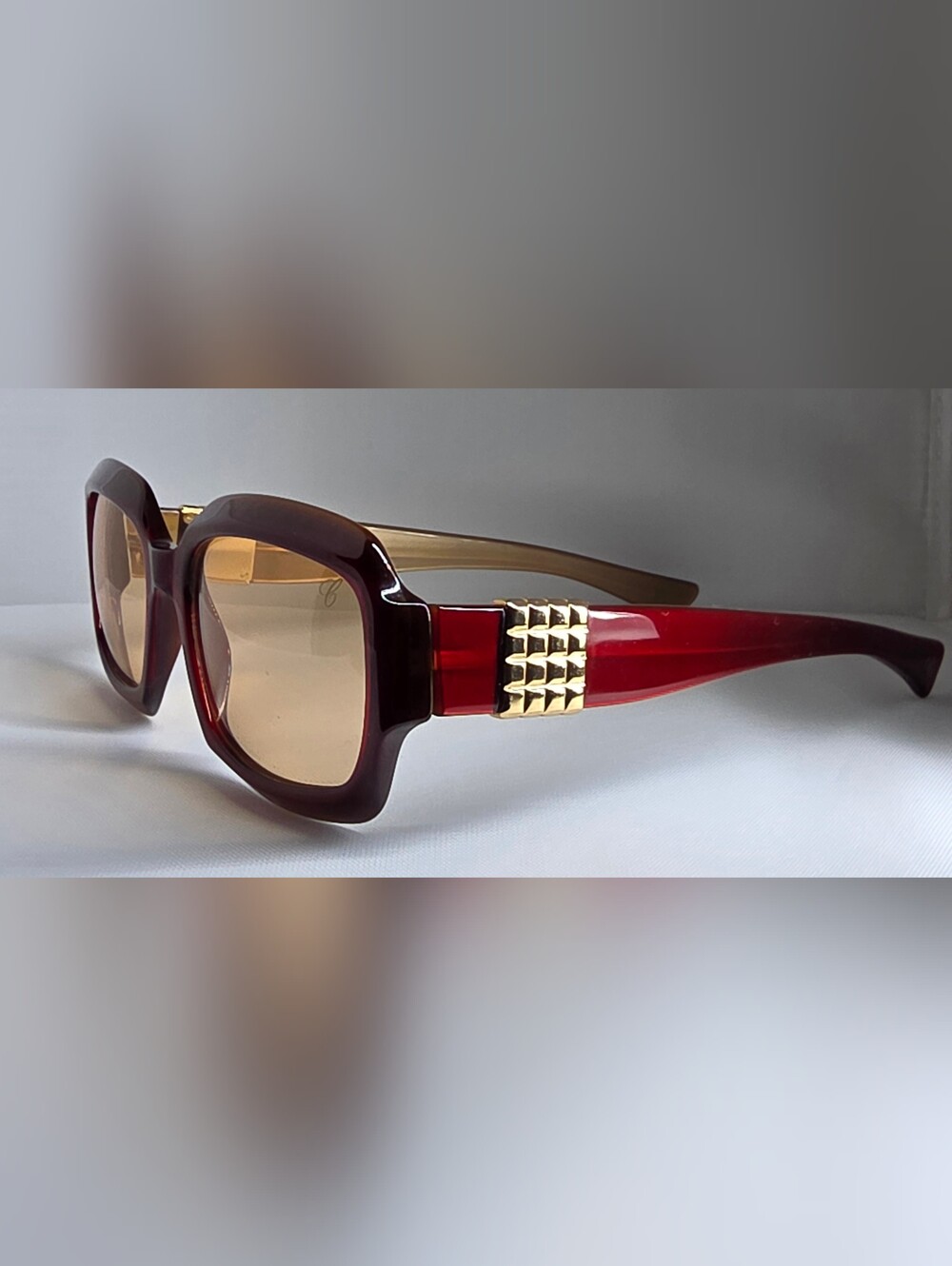 !!Clearance Sale!! Chopard Burgundy/Caramel/Gold Square Sunglasses - Picture 1 of 10